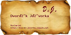 Dvorák Jávorka névjegykártya